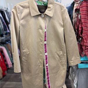 Coach Beige Trench Coat with Magenta Trim